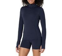 Amazon Essentials Chaqueta Deportiva FormFlex, Suave, de Corte Ajustado, con Manga Larga y Cremallera de un Cuarto Mujer, Azul Marino, L