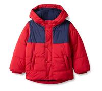Amazon Essentials Chaqueta Gruesa y Acolchada con Capucha Niño, Azul Marino Rojo Bloque de Color, 8 años