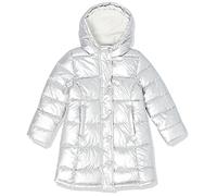 Amazon Essentials Chaqueta Larga, Gruesa y Acolchada con Capucha Niña, Plata Metálica, 6-7 años