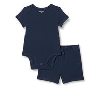 Amazon Essentials Conjunto de body y pantalón corto Unisex bebé, Azul Marino, Prematuro
