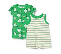 Amazon Essentials Conjunto de Peleles sin Mangas y de Manga Corta Unisex Bebés, Pack de 2, Deportista/Rayas, Prematuro