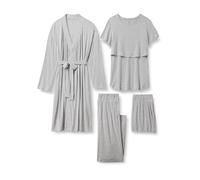 Amazon Essentials Conjunto de Pijama de Maternidad y Lactancia de Modal Suave, 4 Piezas Mujer, Gris Chiné Moyen, M