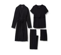 Amazon Essentials Conjunto de Pijama de Maternidad y Lactancia de Modal Suave, 4 Piezas Mujer, Negro, S