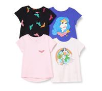 Amazon Essentials DC - Camisetas de Manga Corta para niñas pequeñas, Paquete de 4, Wonder Woman World, Talla 4T