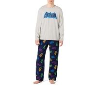 Amazon Essentials DC Conjunto de Pijama con Pantalón de Franela y Camiseta de Manga Larga Hombre, Logotipo de Batman - Hombre, XS