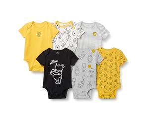 Amazon Essentials Disney | Marvel | Star Wars Bodies de Manga Corta Unisex Bebés, Pack de 6, Oh Bother de Winnie The Pooh, 6-9 meses