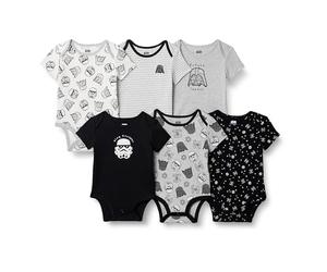Amazon Essentials Disney | Marvel | Star Wars Bodies de Manga Corta Unisex Bebés, Pack de 6, Star Wars Tiny Troopers, 3-6 meses