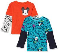 Amazon Essentials Disney | Marvel | Star Wars Camisetas 2 en 1 de Manga Larga Niño, Pack de 2, Mickey, 9 años