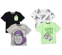 Amazon Essentials Disney | Marvel | Star Wars Camisetas de Cuello en v de Manga Corta Niño, Pack de 4, Fluo/Toy Story Amigos, 11-12 años