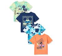 Amazon Essentials Disney | Marvel | Star Wars Camisetas de Manga Corta (Anteriormente Spotted Zebra) Niño, Pack de 4, Mickey/Playa, 3 años