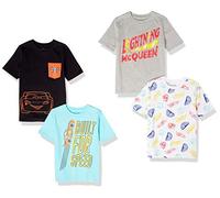 Amazon Essentials Disney | Marvel | Star Wars Camisetas de manga corta (anteriormente Spotted Zebra) Niño, Pack de 4, Lightning Mcqueen, 4 años