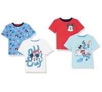Amazon Essentials Disney | Marvel | Star Wars Camisetas de Manga Corta Niño, Pack de 4, Estampado de Mickey, 10 años
