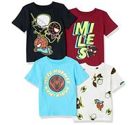 Amazon Essentials Disney | Marvel | Star Wars Camisetas de Manga Corta Niño, Pack de 4, Marvel Miles Morales, 4 años