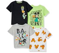 Amazon Essentials Disney | Marvel | Star Wars Camisetas de Manga Corta Niño, Pack de 4, Mickey Basketball, 10 años