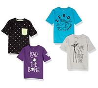 Amazon Essentials Disney | Marvel | Star Wars Camisetas de Manga Corta Niño, Pack de 4, Nightmare Bones, 8 años