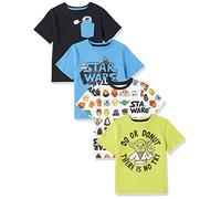 Amazon Essentials Disney | Marvel | Star Wars Camisetas de Manga Corta Niño, Pack de 4, Star Wars/Dónut, 6-7 años