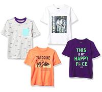 Amazon Essentials Disney | Marvel | Star Wars Camisetas de Manga Corta Niño, Pack de 4, Star Wars Tropas, 6-7 años