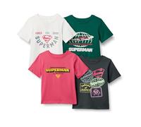 Amazon Essentials Disney | Marvel | Star Wars Camisetas de Manga Corta Niños, Paquete de 4, Superman La Liga de La Justicia, 9 años