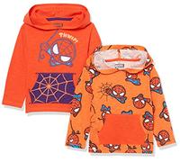 Amazon Essentials Disney | Marvel | Star Wars Camisetas de Manga Larga con Capucha Ligeras Niño, Pack de 2, Marvel Spiderman, 6-7 años