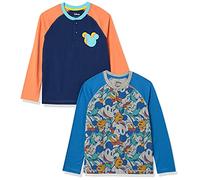 Amazon Essentials Disney | Marvel | Star Wars Camisetas Henley de Manga Larga Niño, Pack de 2, Mickey Variado, 10 años