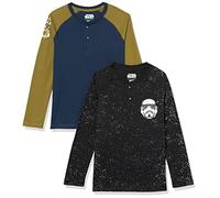 Amazon Essentials Disney | Marvel | Star Wars Camisetas Henley de Manga Larga Niño, Pack de 2, Star Wars Icons, 3 años