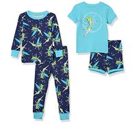 Amazon Essentials Disney | Marvel | Star Wars Conjunto de Pijama, 4 Piezas (Anteriormente Spotted Zebra) Niña, Tinker Bell Sparkle, 2 años