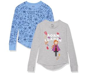 Amazon Essentials Disney | Marvel | Star Wars | Frozen Camisetas Térmicas de Manga Larga Niña, Pack de 2, Frozen 2 Líder NATO, 9 años