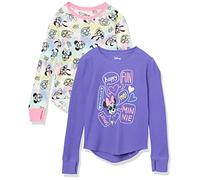 Amazon Essentials Disney | Marvel | Star Wars | Frozen Camisetas Térmicas de Manga Larga Niña, Pack de 2, Morado/Minnie, 8 años