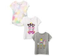 Amazon Essentials Disney | Marvel | Star Wars | Frozen | Princess Camisetas de Manga Corta Niña, Pack de 3, Blanco/Gris Minnie/Verano, 8 años
