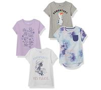 Amazon Essentials Disney | Marvel | Star Wars | Frozen | Princess Camisetas de Manga Corta Niña, Pack de 4, Frozen/Teñido Anudado, 11-12 años