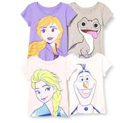 Amazon Essentials Disney | Marvel | Star Wars | Frozen | Princess Camisetas de Manga Corta Niña, Pack de 4, Frozen 2 Elsa, 4 años