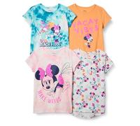 Amazon Essentials Disney | Marvel | Star Wars | Frozen | Princess Camisetas de Manga Corta Niña, Pack de 4, Minnie/Playa, 4 años
