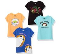 Amazon Essentials Disney | Marvel | Star Wars | Frozen | Princess Camisetas de Manga Corta Niña, Pack de 4, Star Wars Rebelde, 4 años