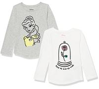 Amazon Essentials Disney | Marvel | Star Wars | Frozen | Princess Camisetas de Manga Larga Niña, Pack de 2, Princess Belle, 8 años