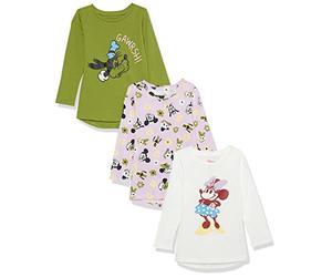 Amazon Essentials Disney | Marvel | Star Wars | Frozen | Princess Camisetas Tipo túnica de Manga Larga Niña, Pack de 3, Minnie Y Sus Amigos, 6-7 años