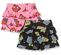 Amazon Essentials Disney | Marvel | Star Wars | Frozen | Princess Faldas Cortas de Punto con pantalón Interior y Volantes Niña, Pack de 2, Marvel Spiderman, 4 años