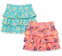 Amazon Essentials Disney | Marvel | Star Wars | Frozen | Princess Faldas Cortas de Punto con pantalón Interior y Volantes Niña, Pack de 2, Fluo Star Wars Niño, 11-12 años