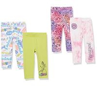 Amazon Essentials Disney | Marvel | Star Wars | Frozen | Princess Leggings Niña, Pack de 4, Princesa/Garabato, 9 años