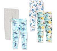 Amazon Essentials Disney | Marvel | Star Wars | Frozen | Princess Leggings Niña, Pack de 4, Stitch/Pizza, 6-7 años