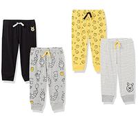 Amazon Essentials Disney | Marvel | Star Wars Pantalones Bebé Niño, Pack de 4, Amarillo/Gris Claro Rayas/Gris Estampado de Osos/Negro, Prematuro
