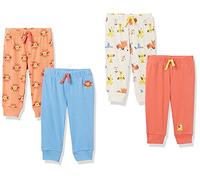 Amazon Essentials Disney | Marvel | Star Wars Pantalones Bebé Niño, Pack de 4, Azul/Gris Animales del Bosque/Naranja/León, Prematuro