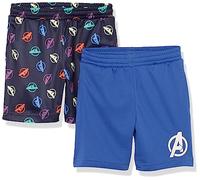 Amazon Essentials Disney | Marvel | Star Wars Pantalones Cortos de Malla para Baloncesto Niño, Pack de 2, Avengers Logo, 2 años