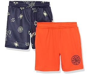 Amazon Essentials Disney | Marvel | Star Wars Pantalones Cortos de Malla para Baloncesto Niño, Pack de 2, Marvel Spiderman, 6-7 años