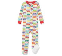 Amazon Essentials Disney | Marvel | Star Wars Pijama Ceñido de Algodón con Pies Unisex Bebés, Marvel Holiday Bricks - Sleep & Play, 3-6 meses