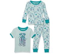 Amazon Essentials Disney | Marvel | Star Wars - Pijama de algodón Ajustado para niños, Paquete de 3, Juego de 3 Piezas, Star Wars Verde, R2-D2, 5