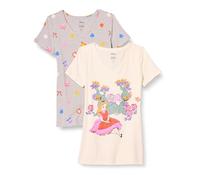 Amazon Essentials Disney | Marvel | Star Wars | Princess Camiseta de Cuello en v de Manga Corta y Ajuste Clásico Mujer, Pack de 2, Disney Alice, XXL