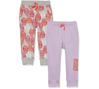 Amazon Essentials Disney | Marvel | Star Wars | Princess Pantalón Deportivo Jogger de Forro Polar Niña, Pack de 2, Marvel Logo/Spiderman, 11-12 años