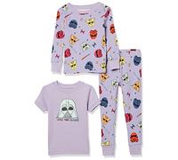 Amazon Essentials Disney | Marvel | Star Wars | Princess Pijama ceñido de algodón Bebé Niña, Pack de 3, Juego de 3 Piezas de Star Wars Purple Rule The Galaxy, 12 Meses