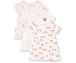 Amazon Essentials Disney | Marvel | Star Wars | Princess Vestidos Bebé Niña, Pack de 3, Minnie Rainbow Chaser, 24 Meses
