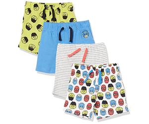 Amazon Essentials Disney | Marvel | Star Wars Shorts Bebé Niño, Pack de 4, Marvel Friends, 24 Meses